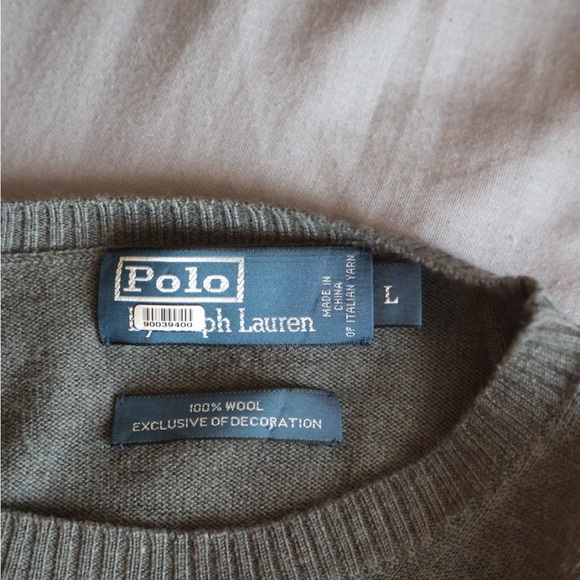 Polo Ralph Lauren Men’s 100% Wool Gray Crewneck Sweater (Size L) - Picture 2 of 3